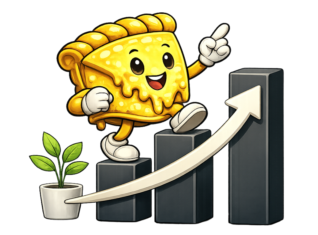 Piechart mascot representing business growth