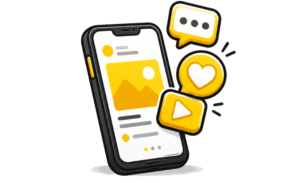 Illustration representing social media management and content