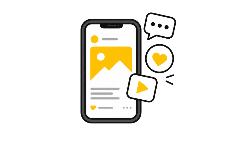 Illustration representing social media management and content