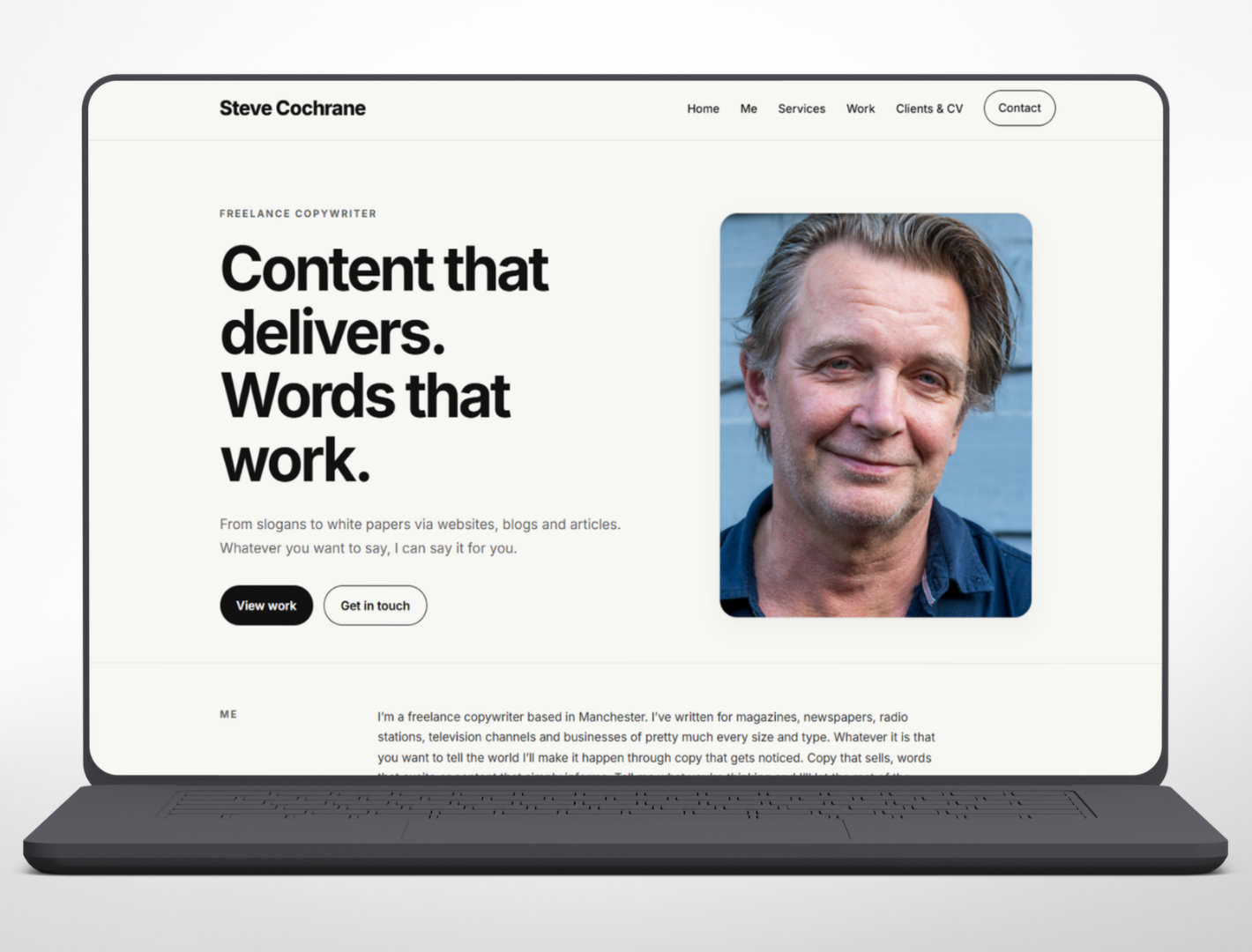 Steve Cochrane website homepage design